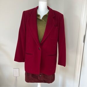 Charter Club Vintage‎ 80s/90s  Deep Red 100% Wool Blazer Jacket 🌹✨